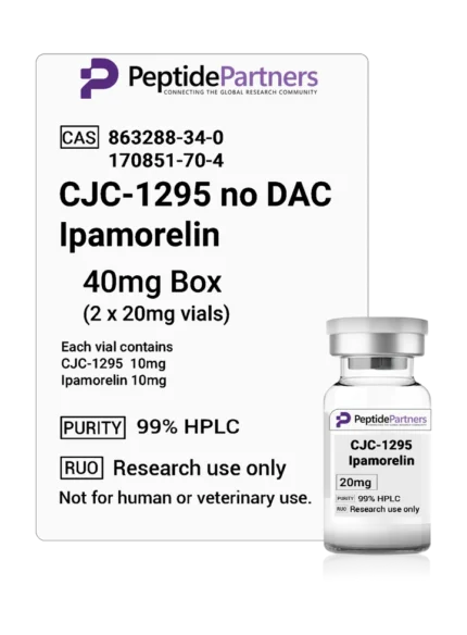 CJC-1295 No DAC Ipamorelin Combo 20mg Vials, 40mg 100mg 200mg Boxes - Peptide Partners Research Grade