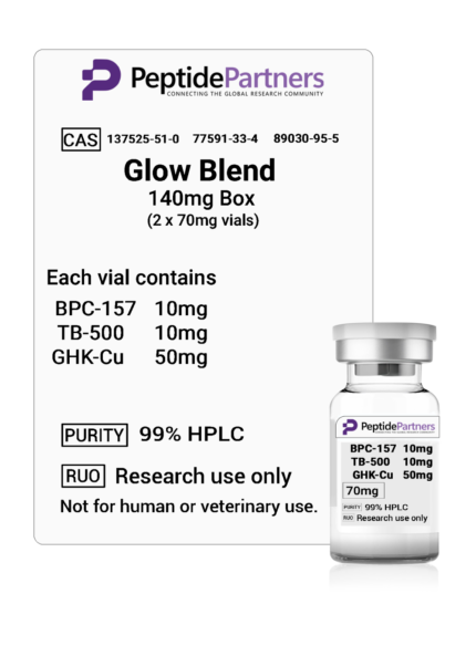 GLOW Blend BPC-157 TB-500 GHK-Cu 70mg Vials, 140mg 350mg 700mg Boxes - Peptide Partners Research Grade
