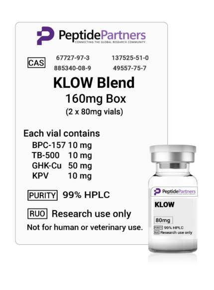 KLOW Blend 80mg Vial 3mL BPC-157 TB-500 GHK-Cu KPV - Peptide Partners Research Grade